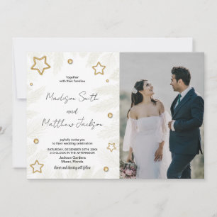 Golden Star Pine Wedding Invitations avec photo
