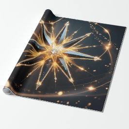 Golden Starburst Glow Holiday Gift Wrap Cadeaupapier