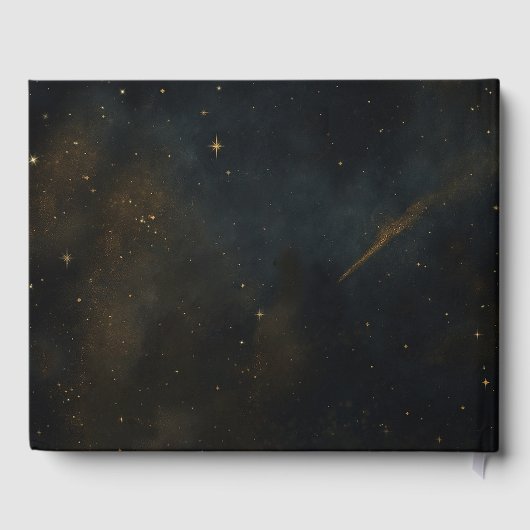 Golden Stardust Eclipse Hemelse Huwelijk Gastenboek (Achterkant)