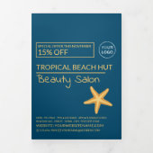 Golden Starfish, Beauty Salon Tri-Fold Flyer Drieluik Uitnodiging (Cover)