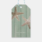 Golden Starfish & Wood Elegant Beach Custom Favor Cadeaulabel (Achterkant)