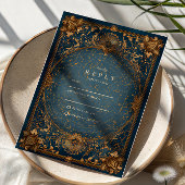 Golden Starry Night Wedding RSVP Kaartje