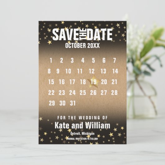 Golden Stars Agenda sparen de Datum Save The Date (Staand voorkant)