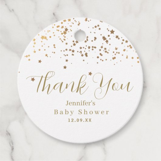Golden Stars Baby shower Bedankjes Labels (Voorkant)