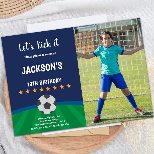 Golden Stars Ball Soccer Invitations Anniversaire