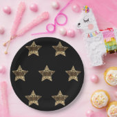 Golden Stars Black en Gold Festive Elegant Papieren Bordje (Feest)