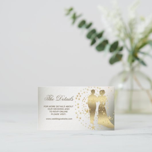 Golden Stars Bride en Groom Informatiekaartje (Staand voorkant)