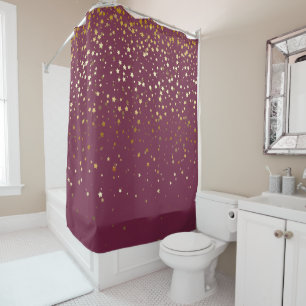 Golden Stars Douche rideau en Merlot