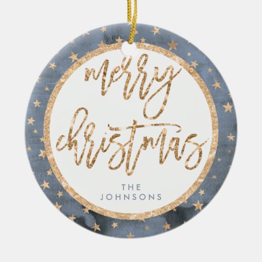 Golden Stars Merry Ornament keramische keramische (Voorkant)