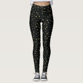 Golden Stars Pattern op Black Leggings (Voorkant)