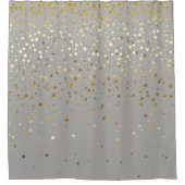 Golden Stars Shower Curtain in Gray Douchegordijn (Voorkant)