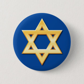 Golden ster van David op blauwe achtergrondknop Ronde Button 5,7 Cm