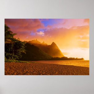 Golden strand sunset, Hawaii Poster