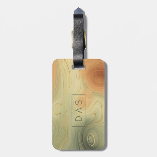 Golden Strata | Oranje groen agaatmonogram perzik Bagagelabel (Achterkant verticaal)