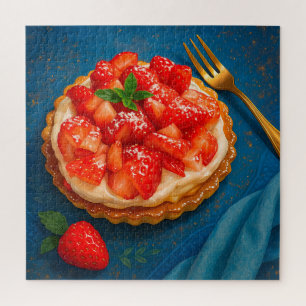 "Golden Strawberry Tart - Elégant Puzzle de Desser