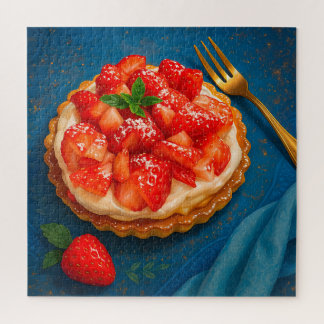 Golden Strawberry Tart – Elegante dessertpuzzel Legpuzzel