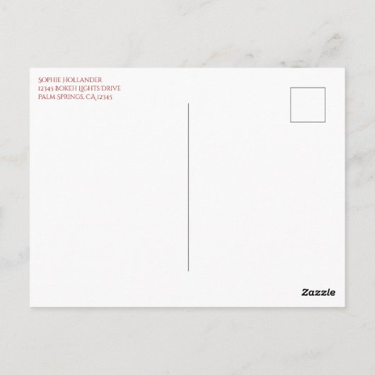 Golden String Lights op Ruby Red Briefkaart (Achterkant)