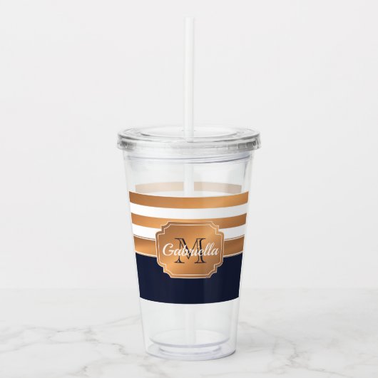 Golden Stripes Pattern Acryl Drinkbeker (Voorkant)