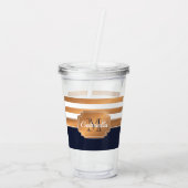 Golden Stripes Pattern Acryl Drinkbeker (Achterkant)