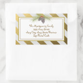 Golden Stripes - Square Kerst sticker (Tas)