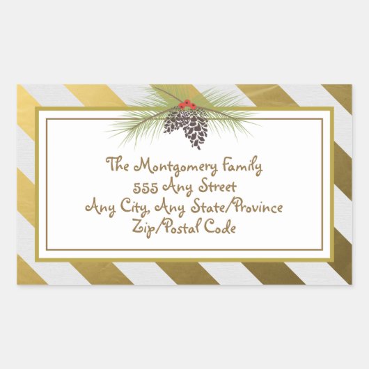 Golden Stripes - Square Kerst sticker (Voorkant)