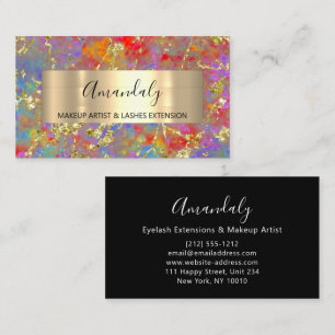 Golden Strokes Beauty Shop Abstract Holographic Visitekaartje