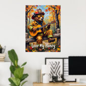 Golden Strums: Honeyed Notes van het Beer Poster (Thuiskantoor)