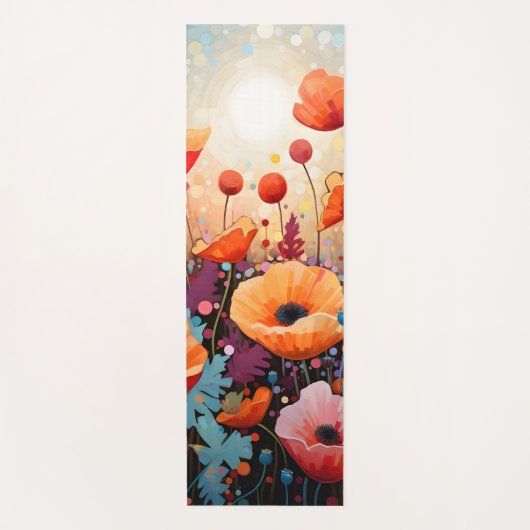 Golden Summer Glow Poppy Paradise Yogamat (Voorkant)