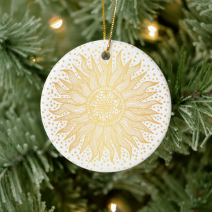 Golden Sun Mandala Confetti Keramisch Ornament