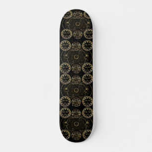 Golden Sun Moon Stars Celestial Astronomy art Skateboard