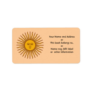 Golden Sun of Argentina Vlaggennaam Adresetiketten Etiket
