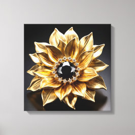 Golden Sunburst Brooch Canvas Afdruk