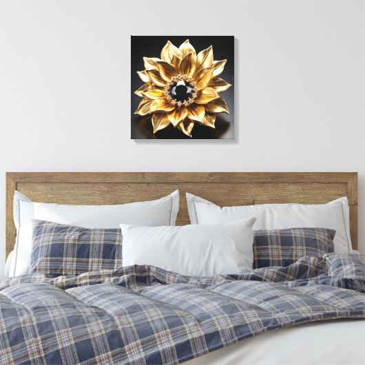Golden Sunburst Brooch Canvas Afdruk (Insitu (Slaapkamer))