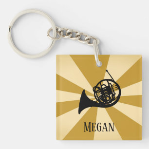 Golden Sunburst French Horn Music Instrument Sleutelhanger