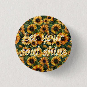 Golden Sunflower Bliss Ronde Button 3,2 Cm