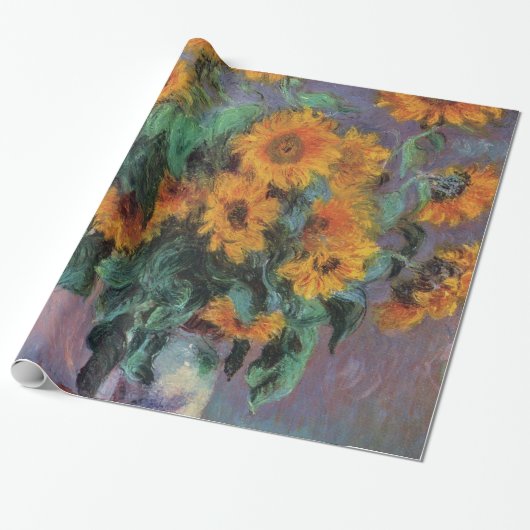 Golden Sunflower Impressionisme Cadeaupapier (Uitgerold)