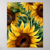 Golden Sunflower Triptych Poster (Voorkant)