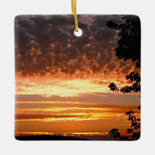 Golden Sunrise Keramisch Ornament (Voorkant)