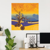 Golden Sunset Art Poster (Thuiskantoor)