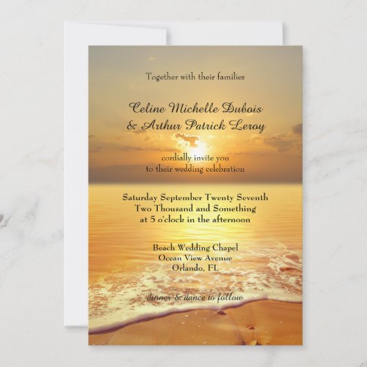 Golden Sunset Beach Wedding Invitation (Devant)
