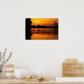 Golden Sunset Behind a Lake Poster (Keuken)