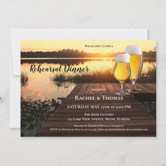 Golden Sunset Bier repetitie diner uitnodiging (Achterkant)