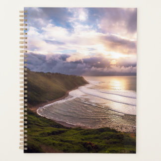 Golden Sunset Coastline Ocean Landscape Art Print Planner
