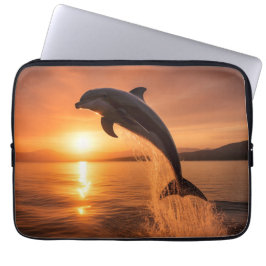 Golden Sunset Dolphin Laptop Sleeve