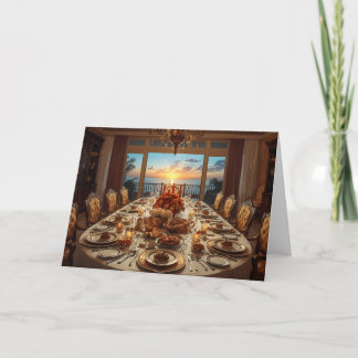 🌅 Golden Sunset Gathering – Thanksgiving Card Kaart