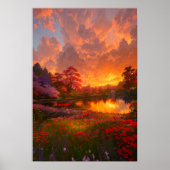 Golden Sunset Lake Poster (Voorkant)