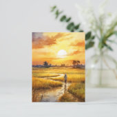 Golden Sunset Over Rural Rice Fields Briefkaart (Staand voorkant)