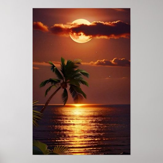 Golden Sunset Paradise | Tropical Beach Wall Poste Poster (Voorkant)
