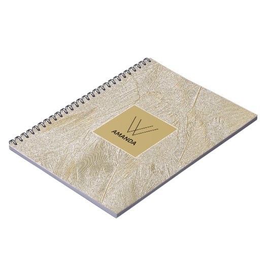 Golden Swan Feathers Monogram Notitieboek (Linkerzijde)