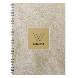 Golden Swan Feathers Monogram Notitieboek